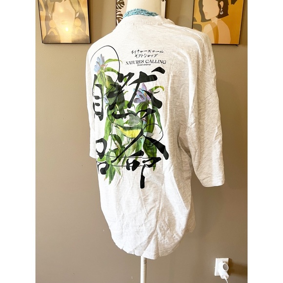 ASOS Design Marled Light Gray Graphic Tee - Picture 2 of 4